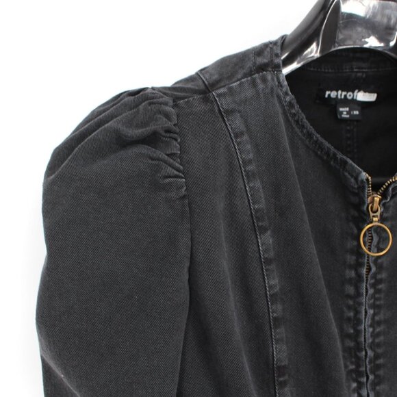 Retrofete Kiara Jet Black Italian Denim Jumpsuit Zip Closure Cut-Outs XS X-Small - Picture 3 of 10